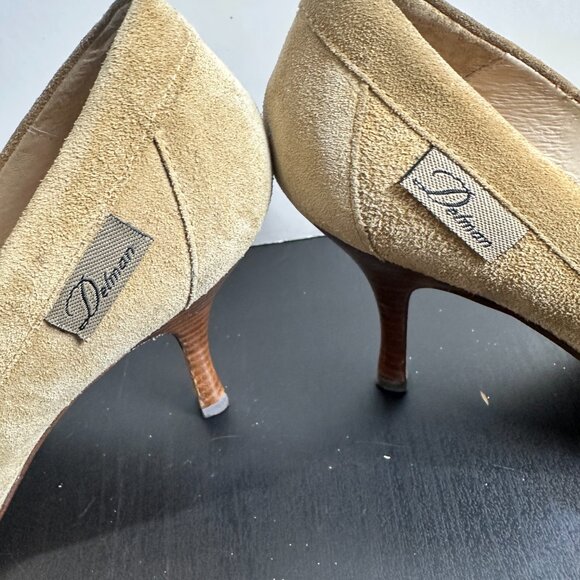 StUnNiNg Fur Lined DELMAN Suede Loafer Style Heels Tan Brown Size 7.5 - Picture 9 of 15